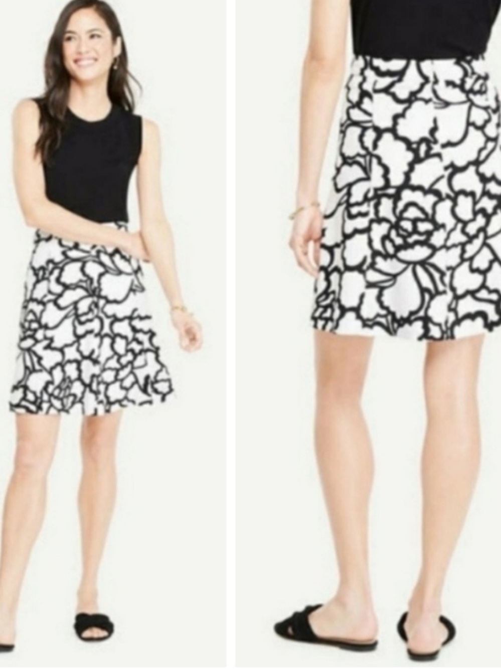 Ann Taylor Black and White A-Line Skirt